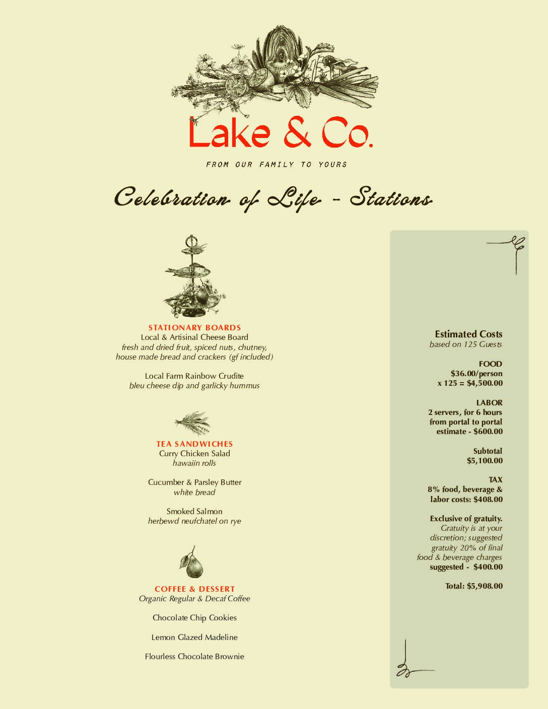 Sample Wedding Menus