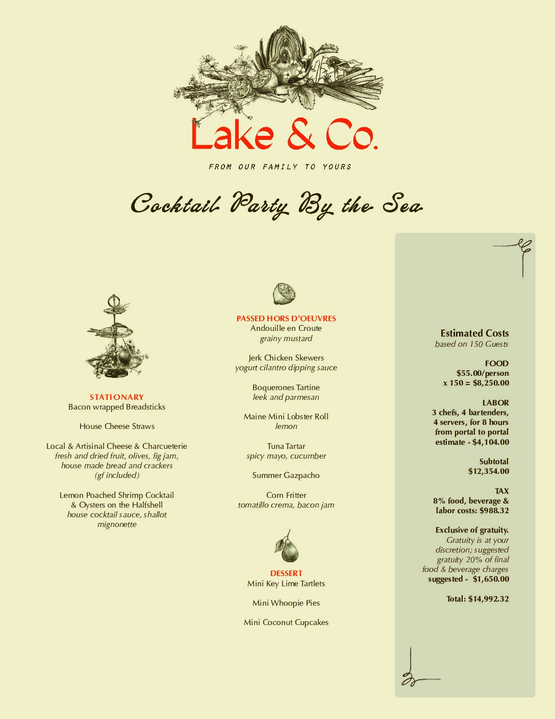 Sample Wedding Menus