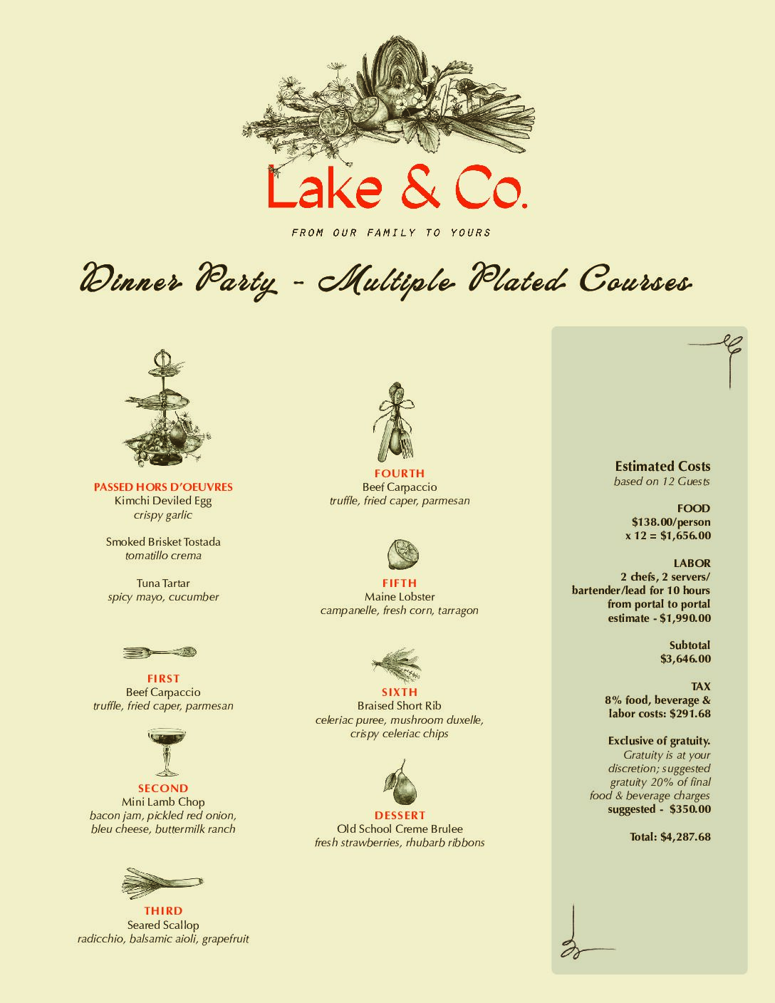 Sample Wedding Menus